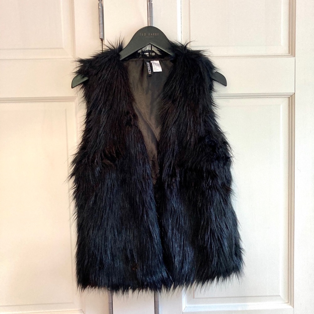NWOT H&M Black Faux Fur Vest